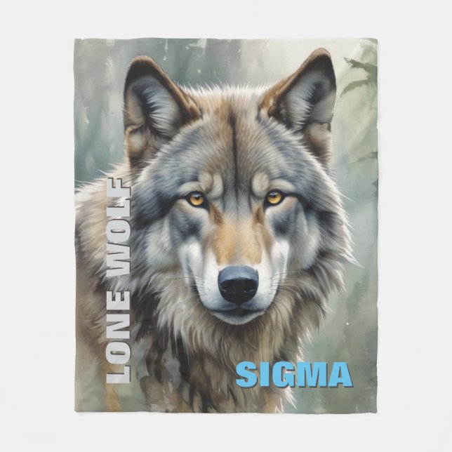 Sigma Male Lone Wolf Fleece Blanket (Front)