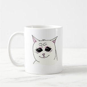 SIGMA SAD WHITE CAT FACE ANIMAL  COFFEE MUG