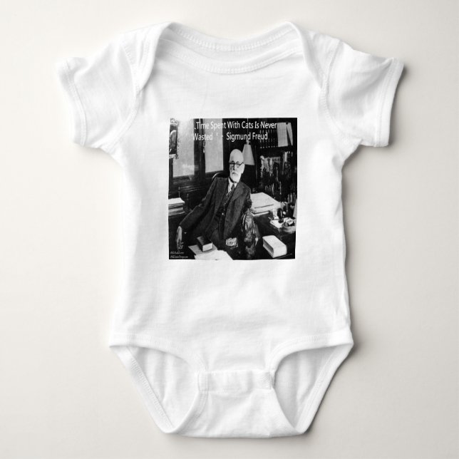 Sigmund Freud In His Office & Funny Cat Quote Baby Bodysuit (Front)