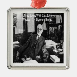 Sigmund Freud In His Office & Funny Cat Quote Metal Tree Decoration