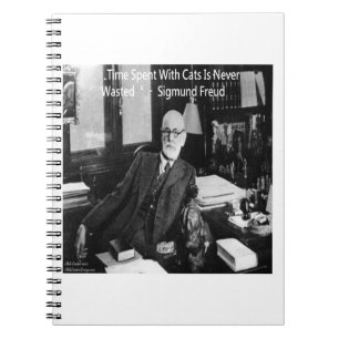 Sigmund Freud In His Office & Funny Cat Quote Spiral Notebook