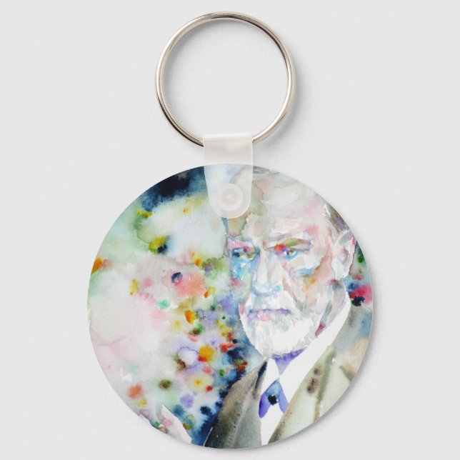 SIGMUND FREUD - watercolor portrait.2 Key Ring (Front)