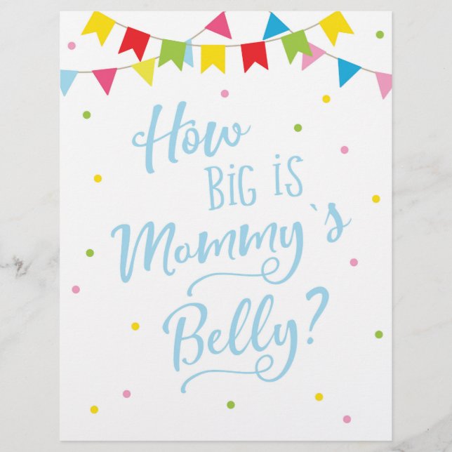 SIGN How big is Mummy's Belly? Baby Shower Game (Front)