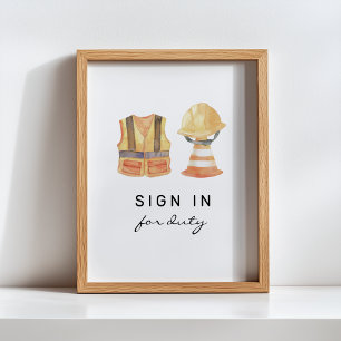 Sign In for Duty Construction Birthday Sign