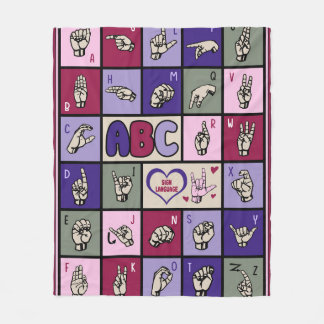 Sign language ABC love ASL Mum Love Fleece Blanket
