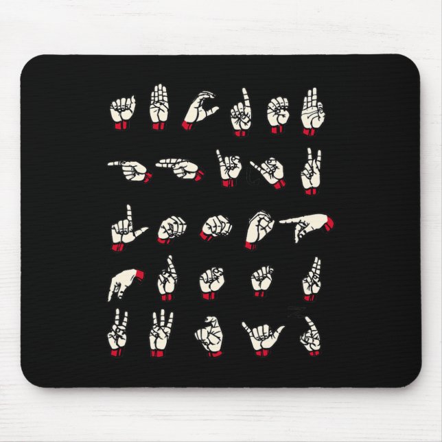 Sign Language  - Alphabet A to Z ASL Deaf Awarenes Mouse Pad (Front)