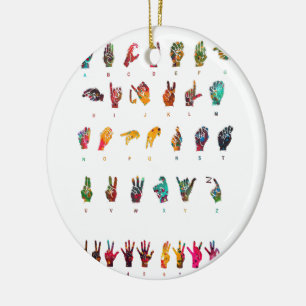 Sign Language Alphabet Ceramic Tree Decoration