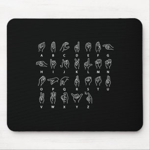 Sign Language Alphabet Deaf Mute ASL Deaf Awarenes Mouse Pad