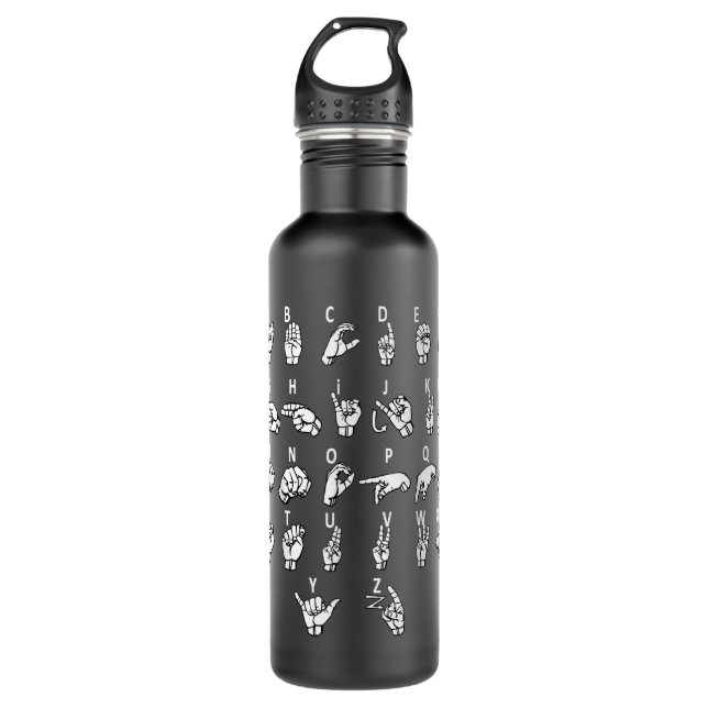 Sign Language Alphabet For ASL Interpreter Deaf Te 710 Ml Water Bottle (Front)