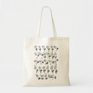 sign language alphabet tote bag