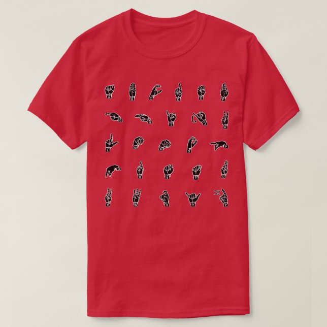 Sign Language Alphabet With Text Black And White D T-Shirt (Design Front)