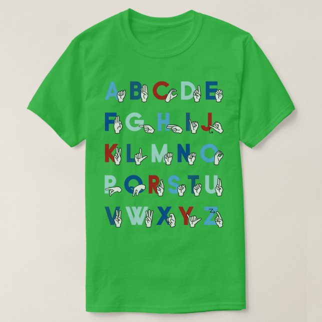 Sign Language ASL Alphabet Baseball T-Shirt (Design Front)