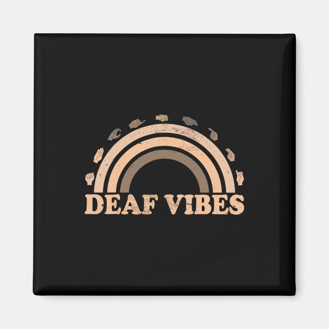 Sign Language Asl Hand Gesture Deaf Vibes Awarenes Magnet (Front)