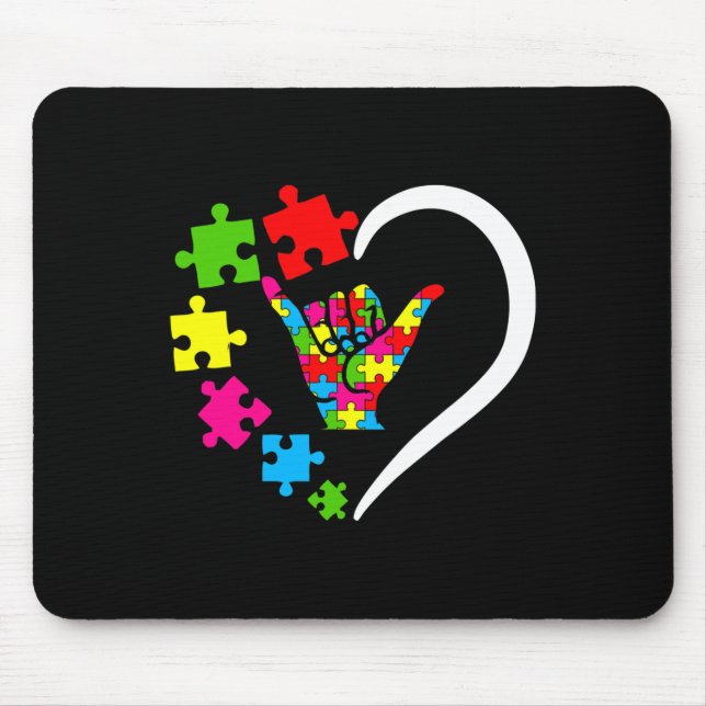 Sign Language ASL Love Autism Awareness Day Appare Mouse Pad (Front)