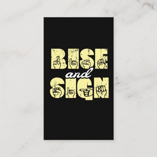 Sign Language ASL Rise and Sign Business Card (Front)