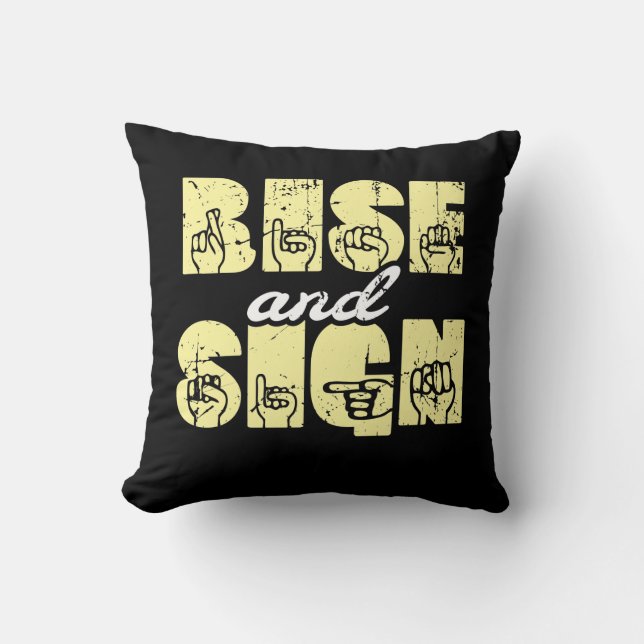Sign Language ASL Rise and Sign Cushion (Front)