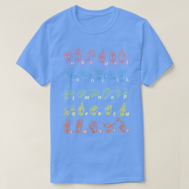 Sign Language Asl Teacher Hand Alphabet Learning 1 T-Shirt (Design Front)