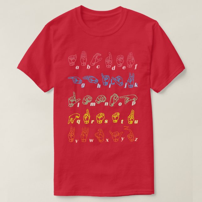Sign Language ASL Teacher Hand Alphabet Learning T-Shirt (Design Front)