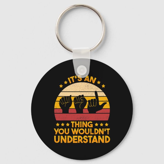Sign Language Deaf Awareness and ASL 1 Key Ring (Front)