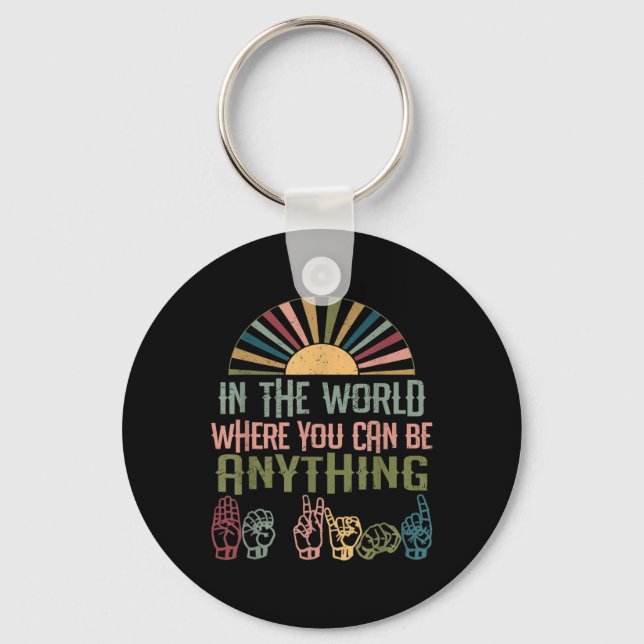 Sign Language Deaf Awareness Kindness ASL Language Key Ring (Front)