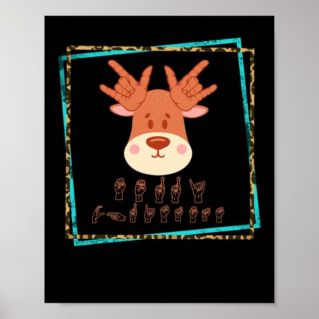 Sign Language Deaf Christmas Reindeer Deaf Asl Awa (Front)