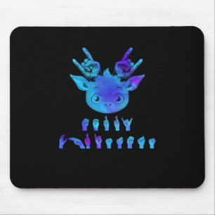Sign Language Deaf Christmas Reindeer Deaf ASL awa Mouse Pad