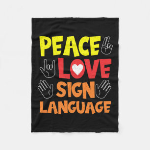 Sign Language Hand Interpreter Asl Deaf Awareness  Fleece Blanket