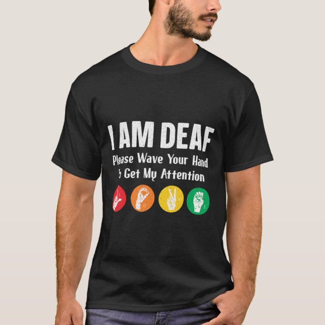 Sign Language Hand Interpreter Asl Deaf Awareness  T-Shirt (Front)