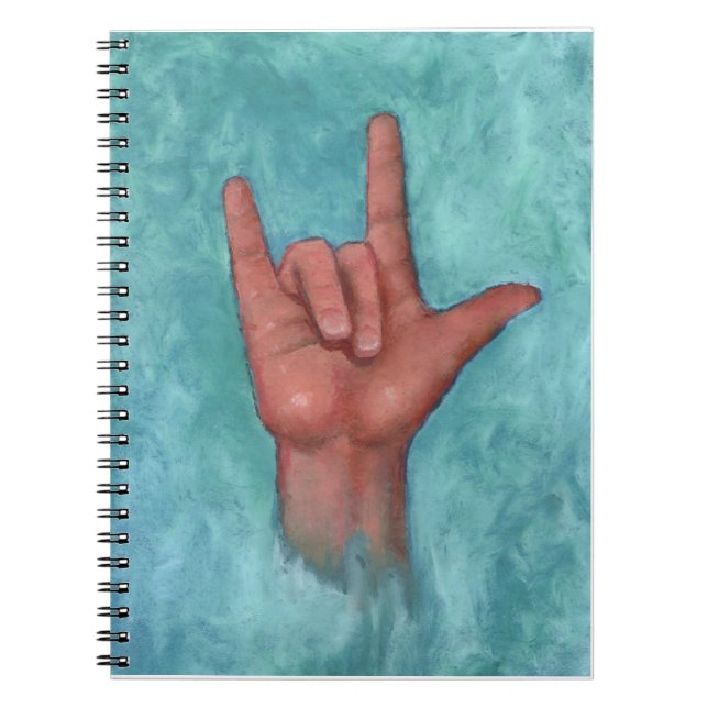 Sign Language: Hand: Pastel Art: ASL: Love Spiral Notebook (Front)