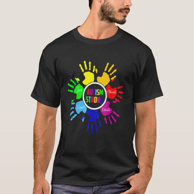 Sign Language Hand Puzzle Autism Awareness Support T-Shirt (Front)