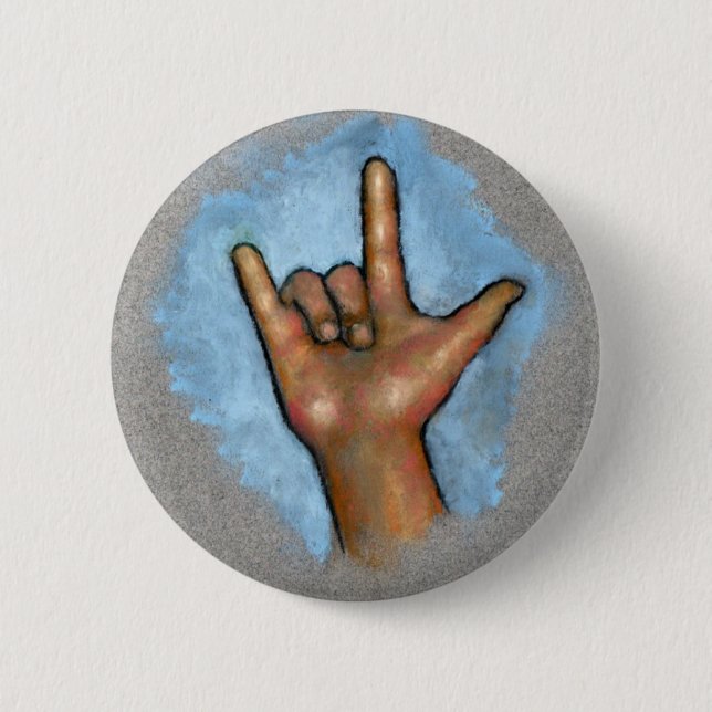 Sign Language: Hand Signing: I Love You: Pastel 6 Cm Round Badge (Front)