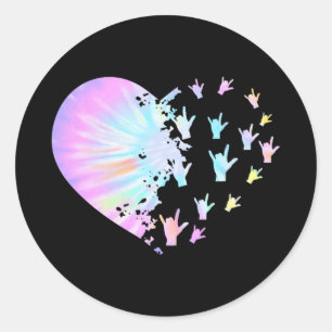 Sign Language Heart Support Trendy Deaf Awareness Classic Round Sticker