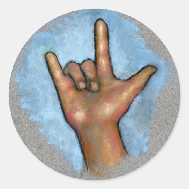 Sign Language: I Love You: Hand In Pastel Classic Round Sticker (Front)