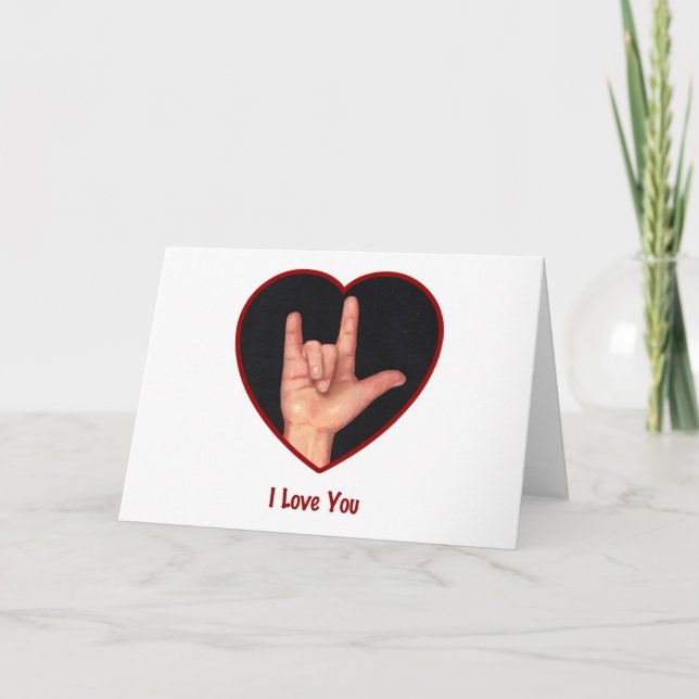 SIGN LANGUAGE I LOVE YOU HEART, HAND CARD (Front)