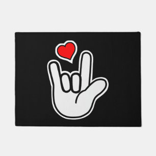 Sign Language I Love You Sign Doormat