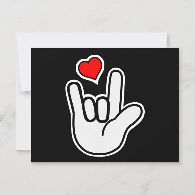 Sign Language I Love You Sign Save The Date (Front)
