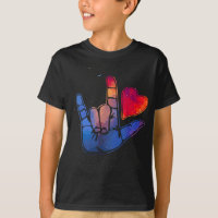 Sign Language I Love You  Space Stars Heart Tee Gi