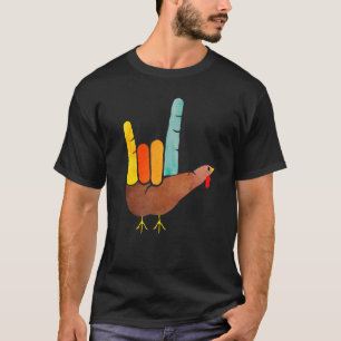 Sign Language I Love You Thanksgiving Turkey Men W T-Shirt