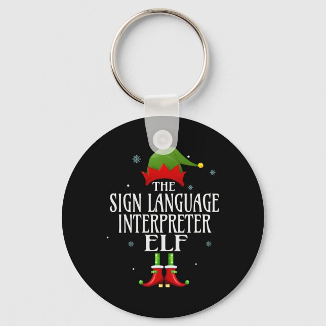 Sign Language Interpreter Elf Matching Family Grou Key Ring (Front)
