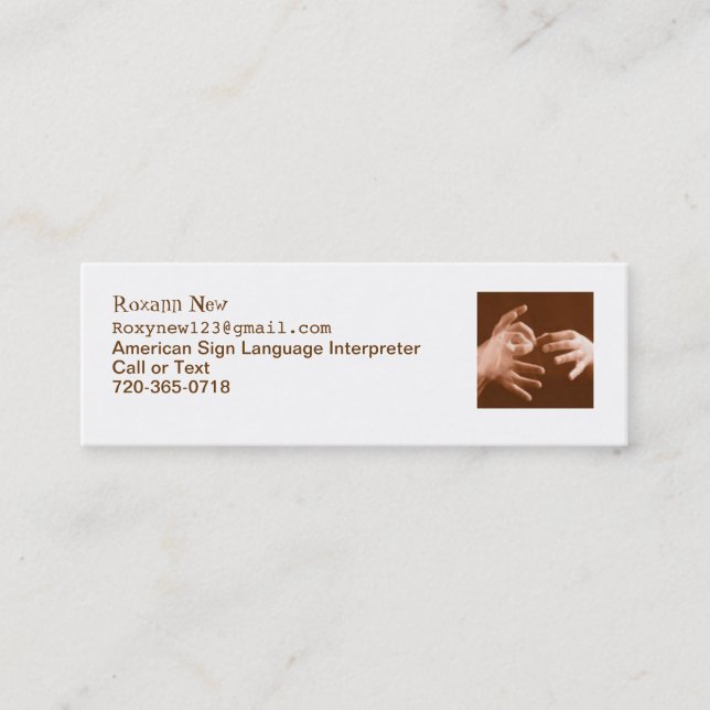 Sign Language Interpreter Mini Business Card (Front)