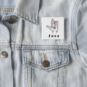 Sign Language Love 15 Cm Square Badge