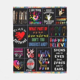 Sign language love bg ASL Mum Love Fleece Blanket