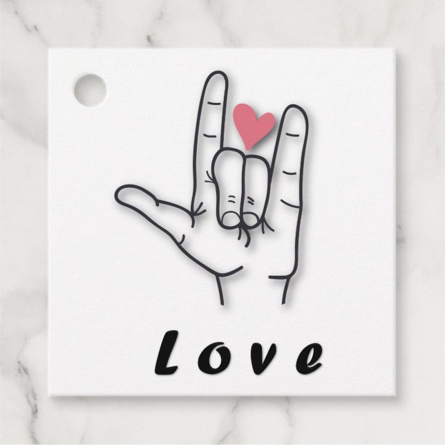 Sign Language Love Favour Tags (Front)