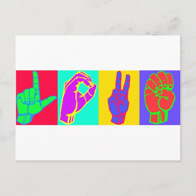 Sign Language LOVE Postcard (Front)