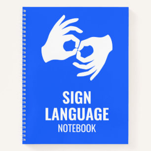 Sign Language Notebook – ASL Hands Symbol Blue