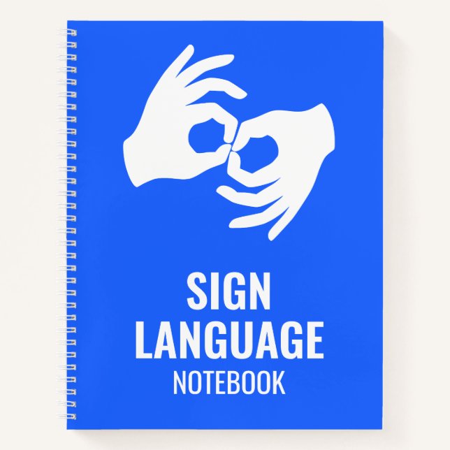 Sign Language Notebook – ASL Hands Symbol Blue (Front)