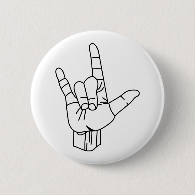 Sign Language Outline 6 Cm Round Badge (Front)