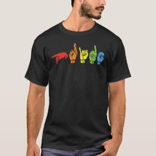 Sign Language  Rainbow Flag Gay Lgbt Deaf Asl Mute T-Shirt