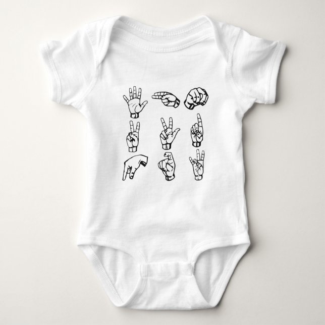 Sign Language Symbols   Baby Bodysuit (Front)