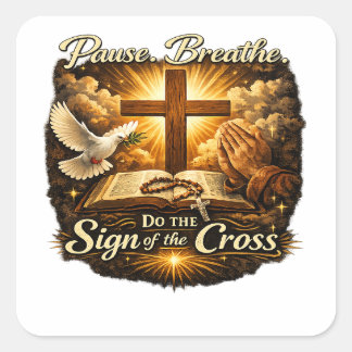 Sign of the Cross Christian Faith  Square Sticker